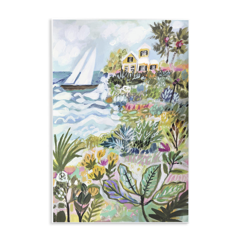 Az-904-Wood, scène nautique abstraite sur toile par Karen Fields, H 15 po x l 10 po x P 0,5 po