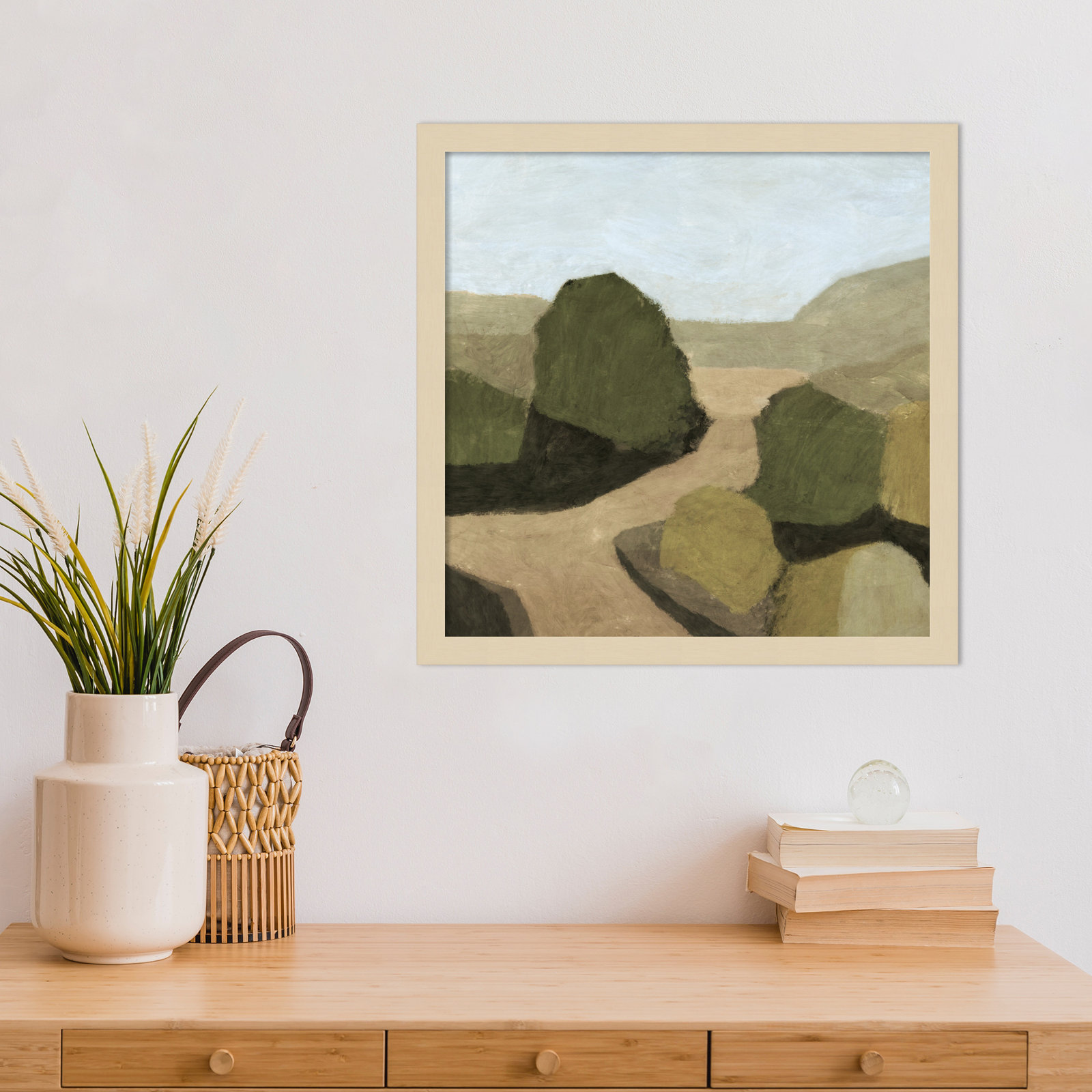 Paysage 1 by Dan Hobday Wood Framed Wall Art Print, Brown, 17" H x 17" W