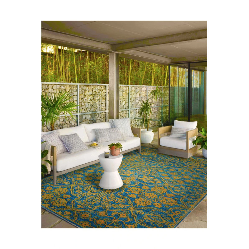 Tapis décoratif doré traditionnel et lavable, Rectangle 2'6" x 5'