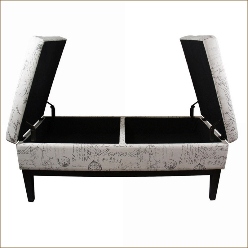 Banc de rangement, L 48 po à double élévation, impression de l'Ancien Monde pour vestibule / salon | Noir | Bois