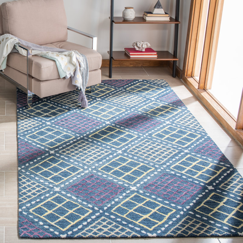 Metro Hand Tufted Wool And Cotton With Latex Geometric Rug, Rectangle 8' x 10'
