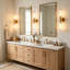 Almetta 2 - Applique murale de salle de bain couleur or pâle à intensité variable avec abat-jour en verre transparent-915507204-927296972