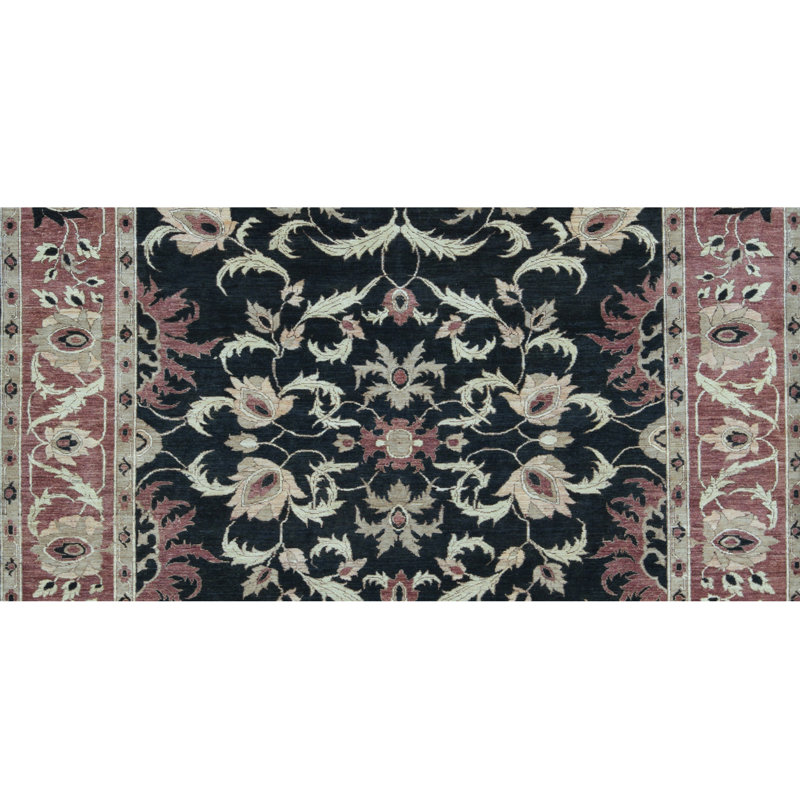 Tapis noir et rouge de haute qualité noué à la main