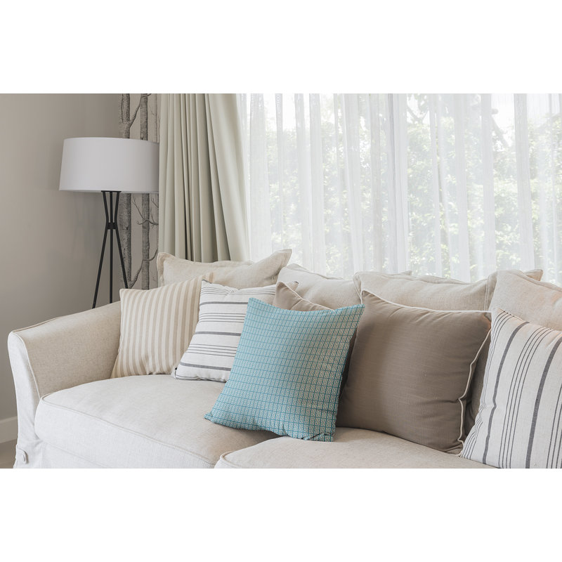 Geometric Reversible Throw Pillow, 16" H x 16" W, Turquoise