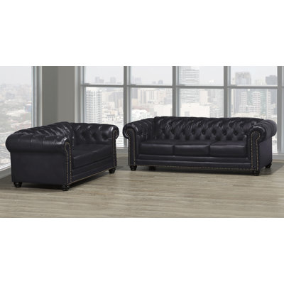Ornellas 2 Piece Genuine Leather Living Room Set by Astoria Grand