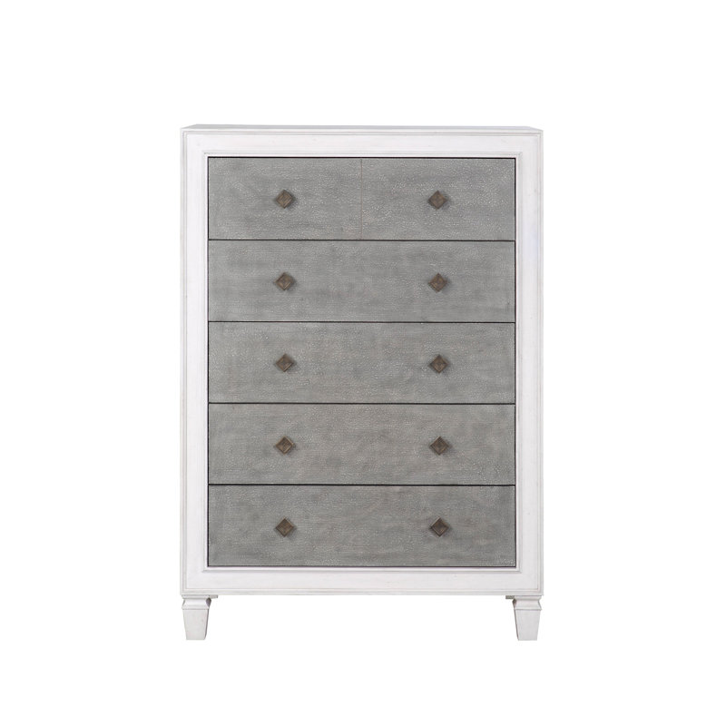 Commode Katia gris rustique et blanc vieilli