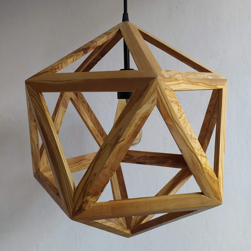 Chetek 1 - Light Oil Geometric Pendant, Natural Wood