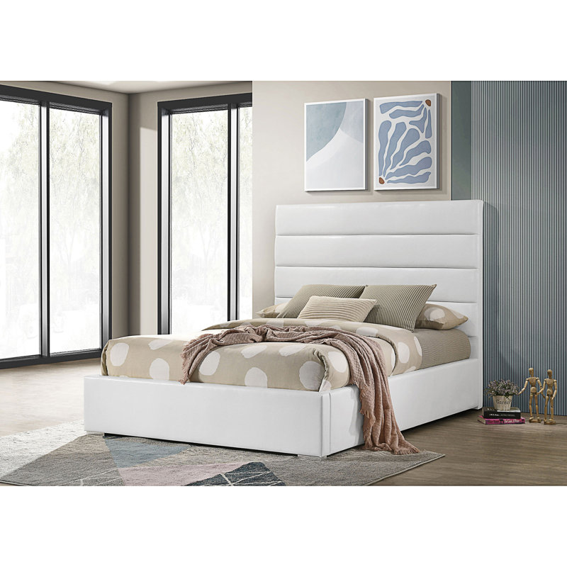 Lit plateforme double tapissier blanc Dulcey, Lit double