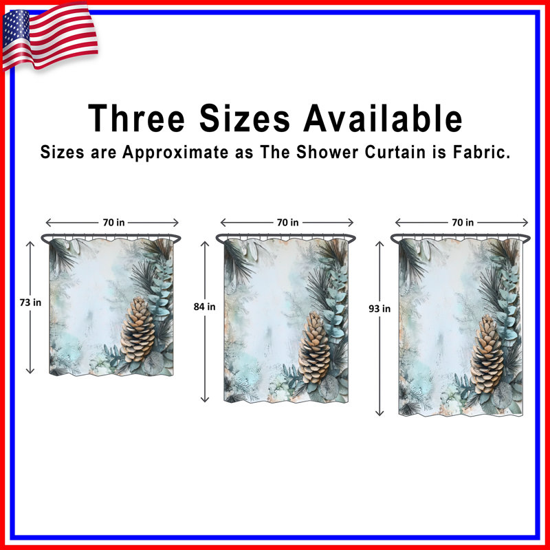 Pinecone Eucalyptus Arrangement Shower Curtains Extra Long, 70in W x 84in H