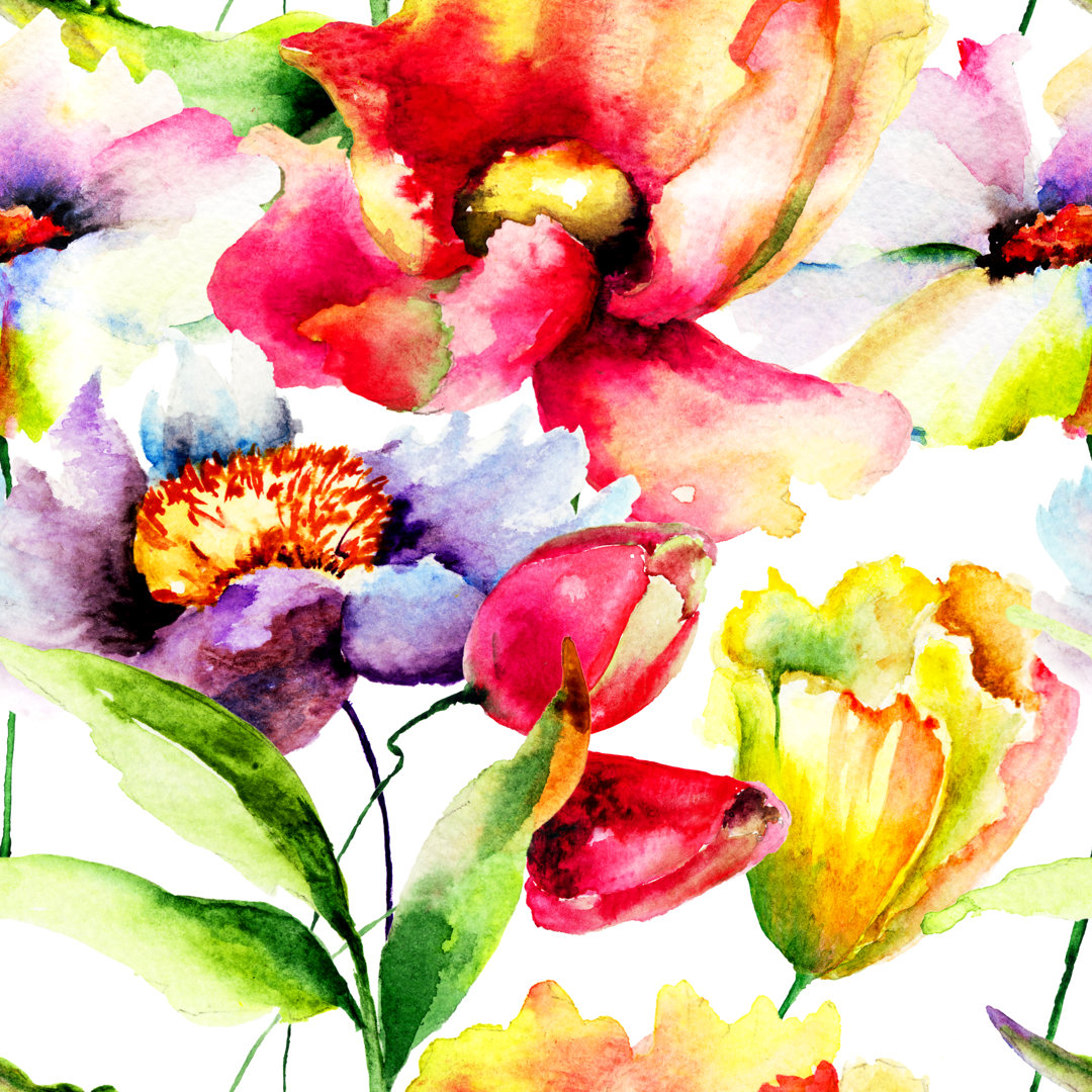 Reyne Floral Seamless Pattern - Gemälde auf Leinwand