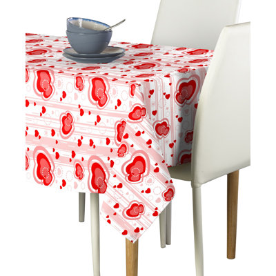 Sirois Multi Hearts in Stripes Tablecloth