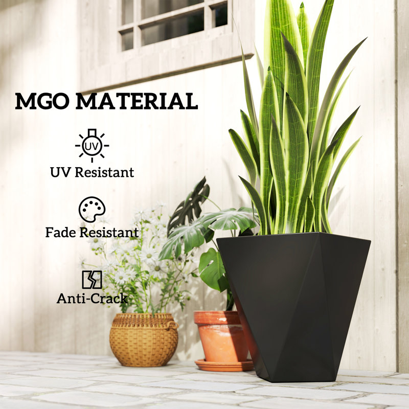 Kise Pot Planter, Gray, 28.75" H x 24.5" W x 20.5" D