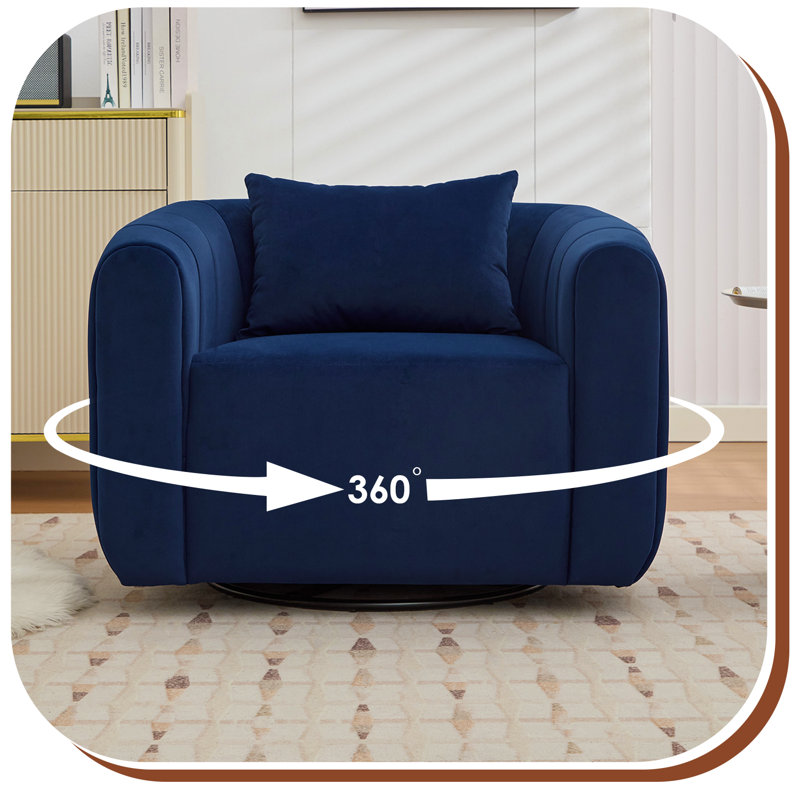 Fauteuil demi-tonneau pivotant l 36 po, Velours bleu