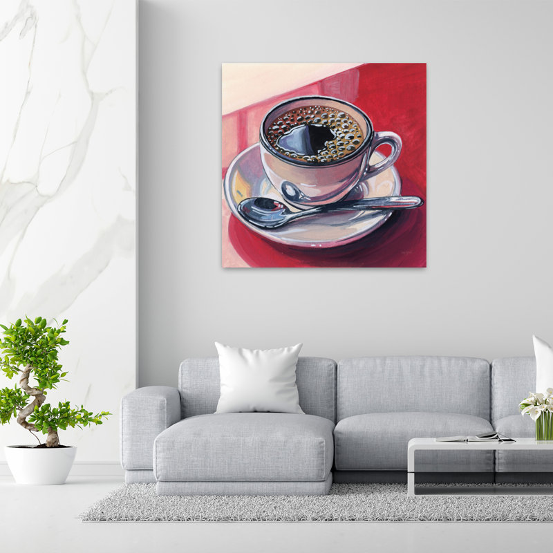 Café noir sur un comptoir, art contemporain, H 48 po x l 48 po