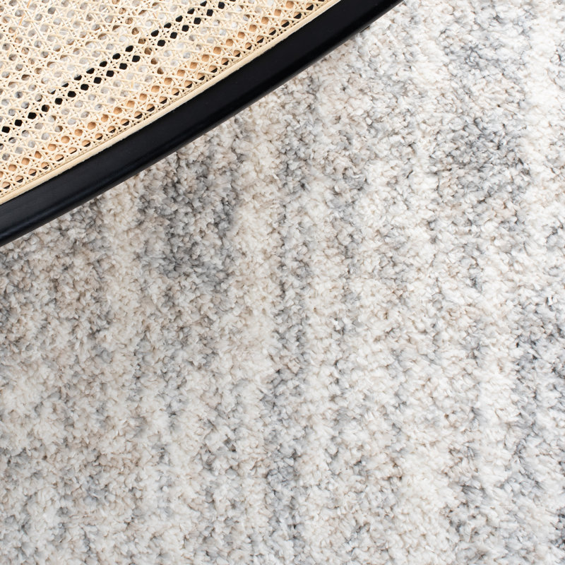 Mena Abstract Gray/Ivory Area Rug, Rectangle 6'7" x 8'7"