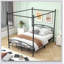 Metal CaNopy Bed Frame with Headboard and Footboard