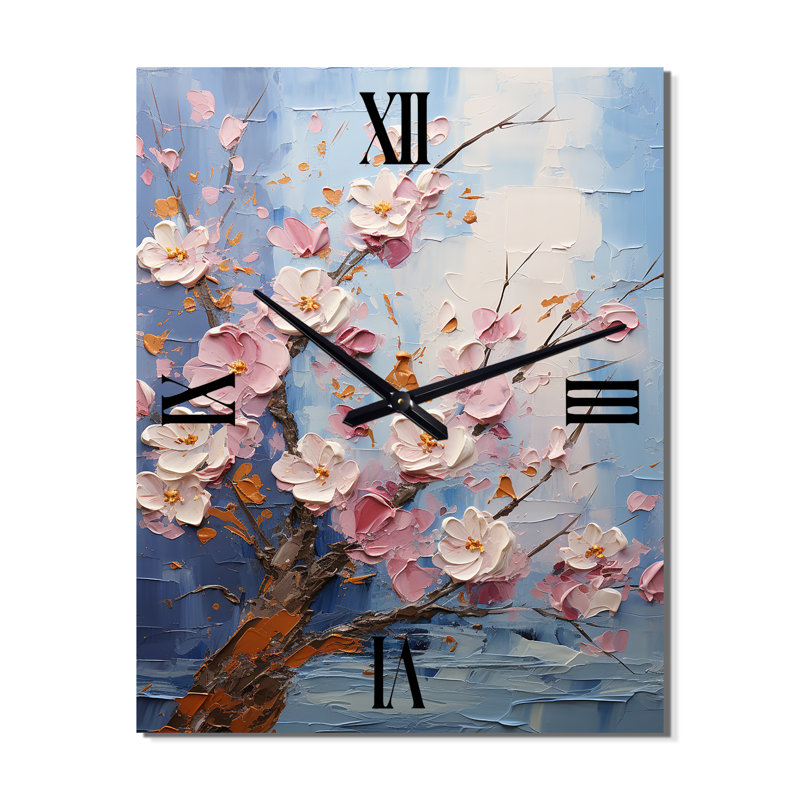 Asian Art Sakura Serenity I - Très grandes horloges murales asiatiques, H 32 po x l 24 po x P 1 po