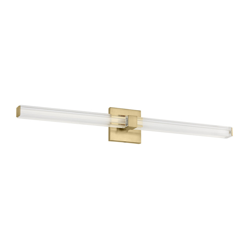 Reiya Square 1 - Light LED Vanity Light, Hand-Rubbed Antique Brass, 4.5" H x 30" W x 2.8" D