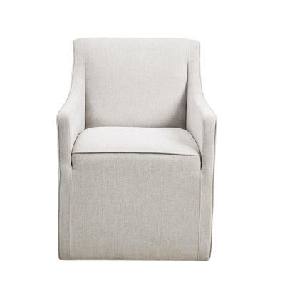Slipcover Dining Arm Chair With Casters