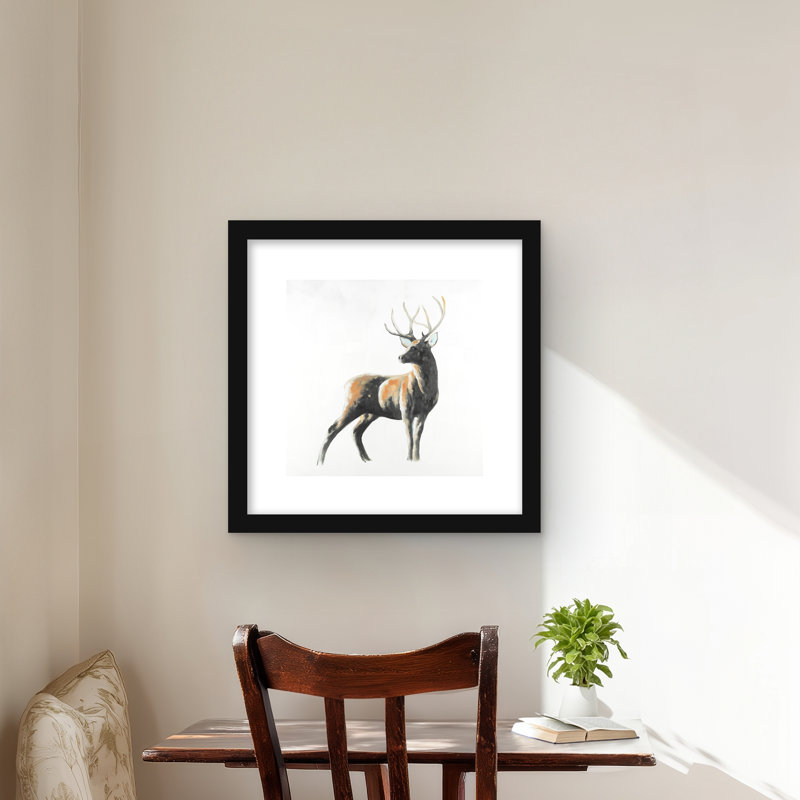 Abstrait cerf - reproduction encadrée pour la chambre à coucher, H 16 po x l 16 po