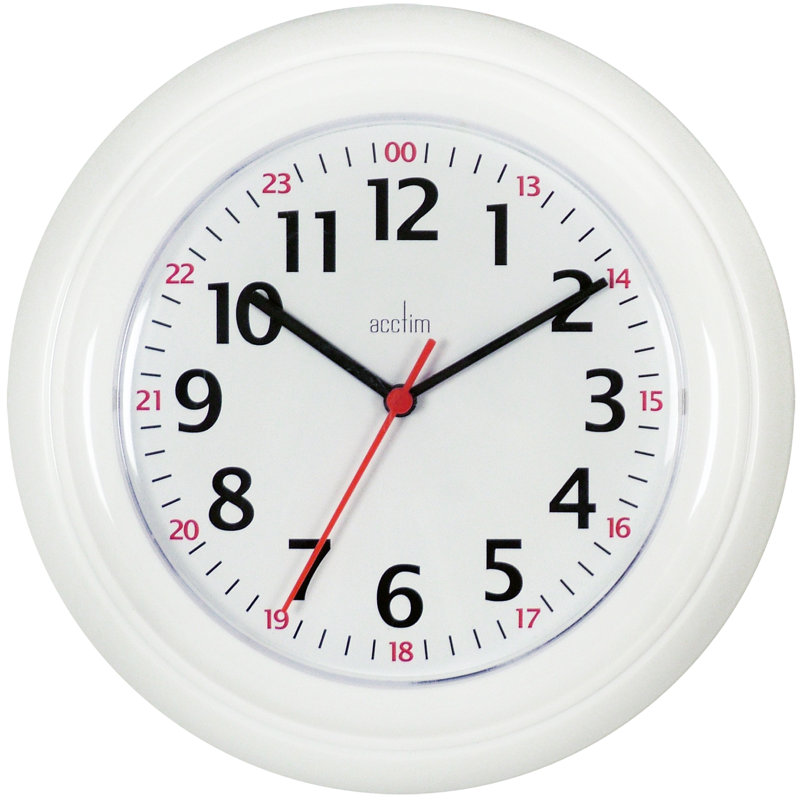 Acctim Wexham Wall Clock Quartz 12 / 24 Hour Dial White 22cm