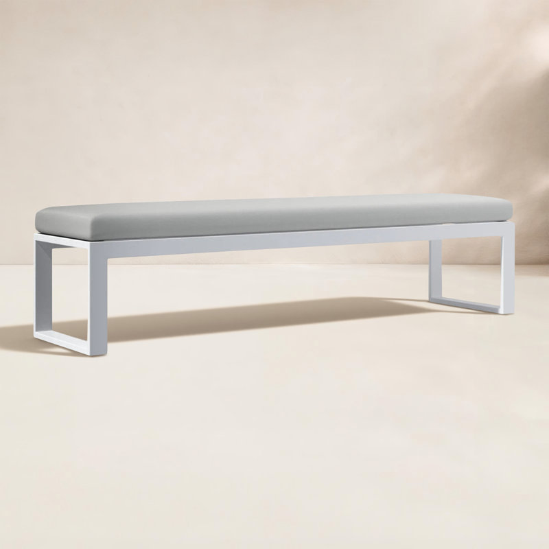 Newport Outdoor Dining Bench, Cast Silver Sunbrella®