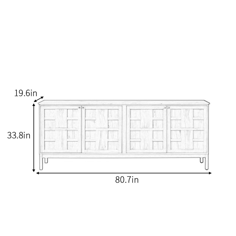 Buffet Olin, H 33,8 po x l 80,7 po x P 19,6 po, Noir