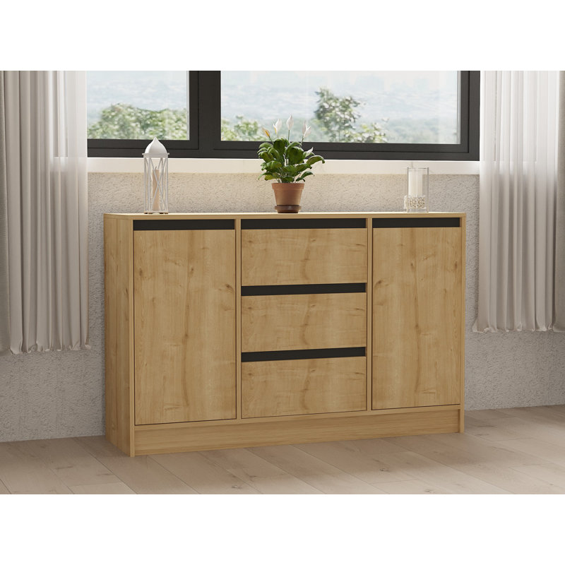 Puqa Design 90cm Console Table, Sapphire Oak/Anthracite