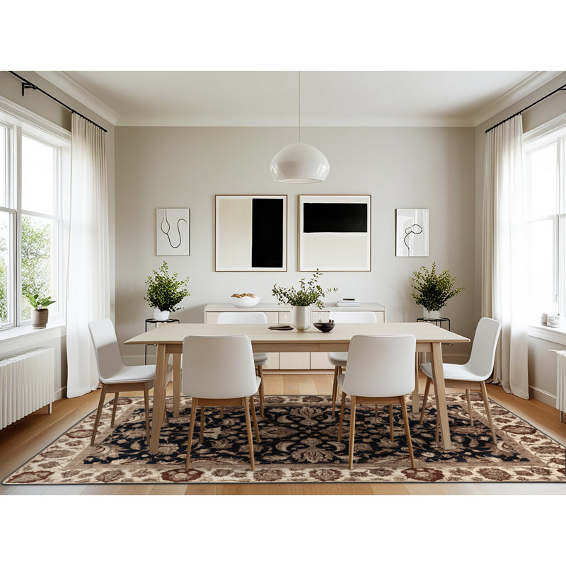 Machine Washable Turkish Brown Area Rug, Rectangle 7' x 10'