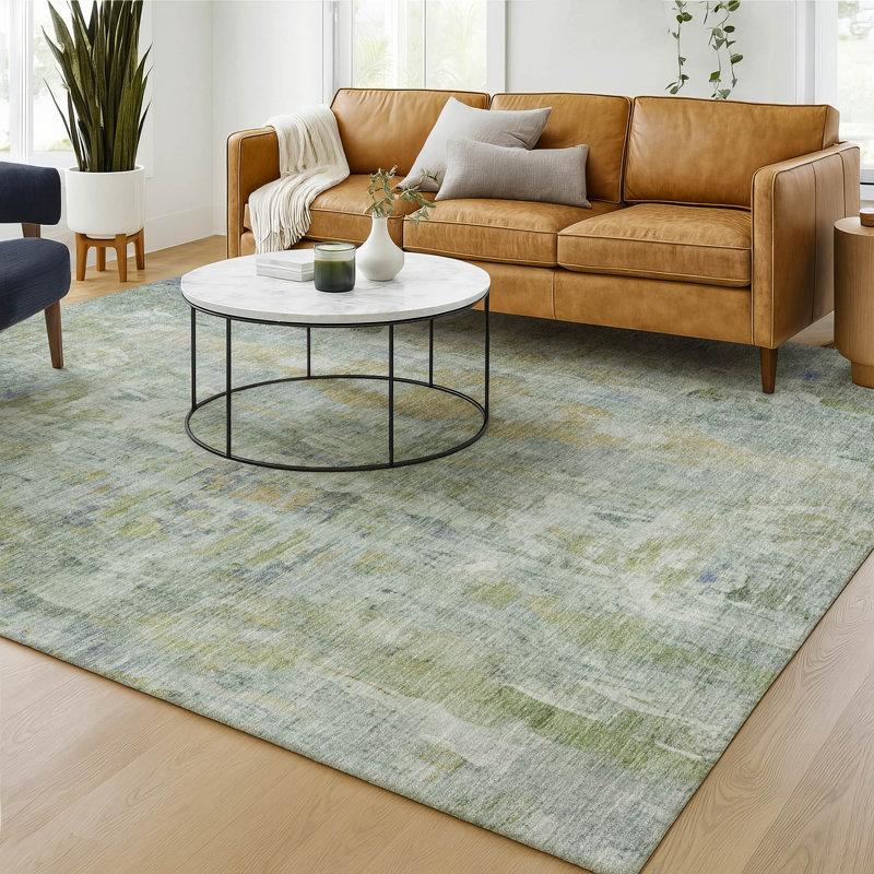 Premium Machine Washable Mayfield AMF2310 Abstract Rug, 8' x 10', Aloe
