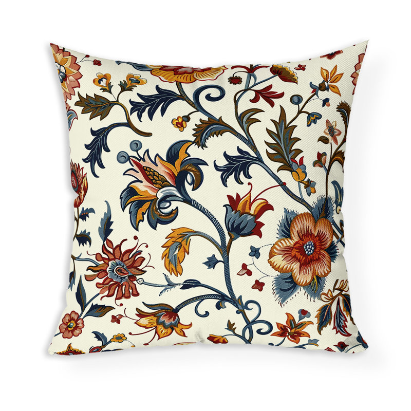 Coussin décoratif intérieur / extérieur Garden Path, Bleu / Orange, H 20 po x l 20 po