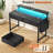 Small Computer Desk With 2 Drawers & LED Lights,Home Office Desks With Side Pocket And Monitor Stand-939457989-931550595