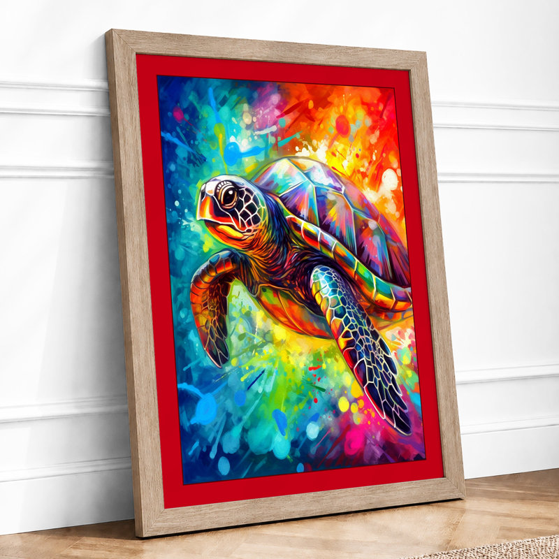 Turtle In Colour Modern - Print, A3 - 42.0 x 29.7 cm, Oak