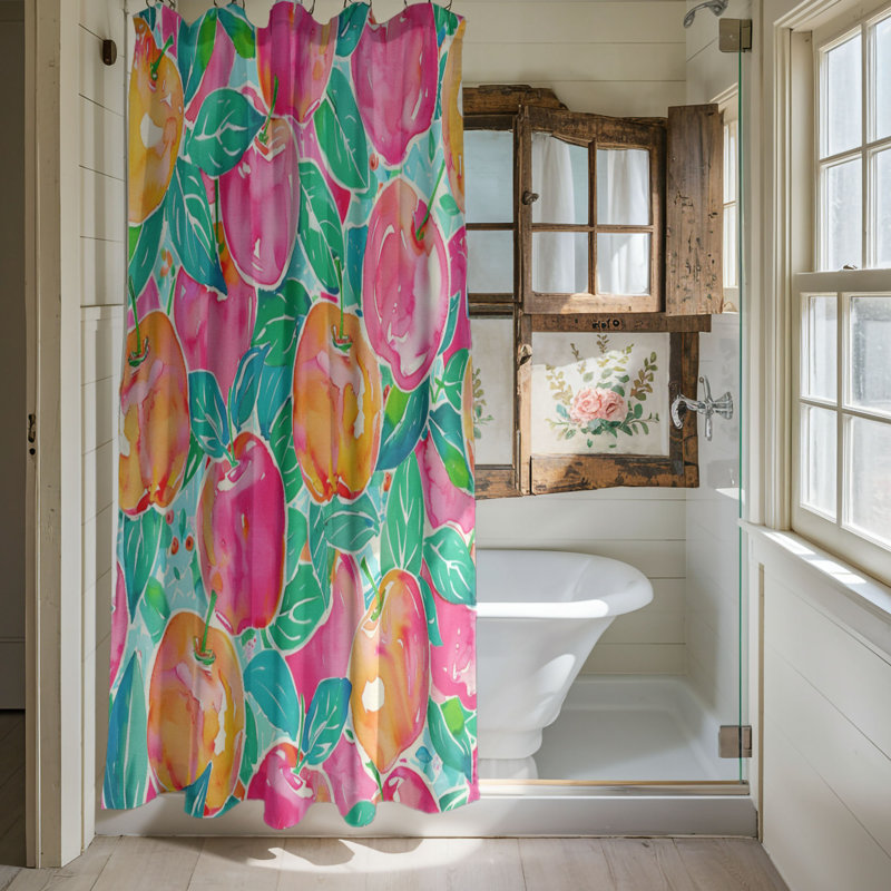 Rideau de douche 1 pièce Chic Fruit Patterns, H 74 po x l 71 po