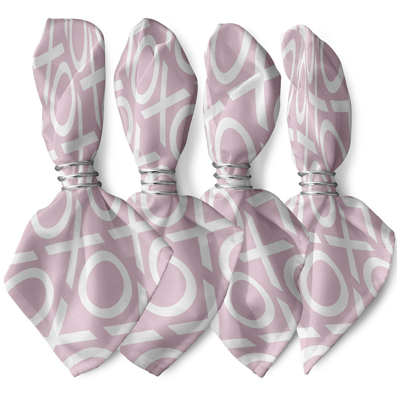 Ensemble de serviettes 4 pièces Saint-Valentin, L 18 po x L 18 po, Rose pâle