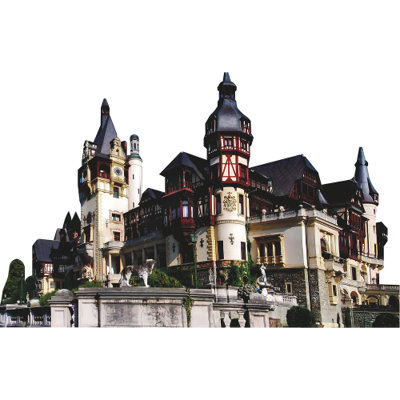 H13657 Château de Peles, roumaine, château, Carpates, découpes en carton, debout, debout
