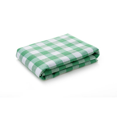 Chon Green Checkered Tablecloth, 63 x 63 Inches | 85% Cotton / 15% Polyester, Easy Clean, Machine Washable at 30-40°C | Perfect for Dining Room, Picnics, and Outdoor Events, Stylish & Durable Design