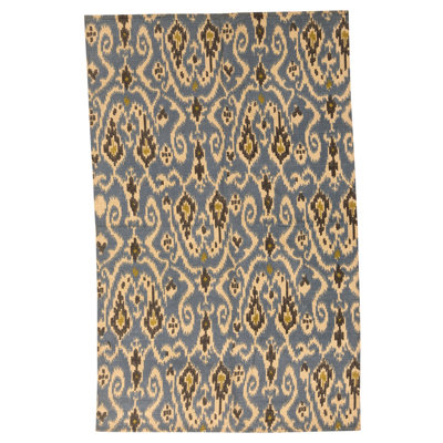 Flatweave Wool Ikat Area Rug in Blue And Multi