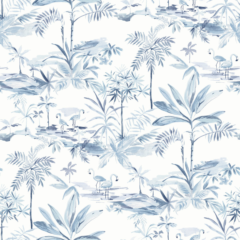 Rouleau de papier peint L 33 pi x l 20,5 po Lagoon Scenic Island, Bleu / blanc
