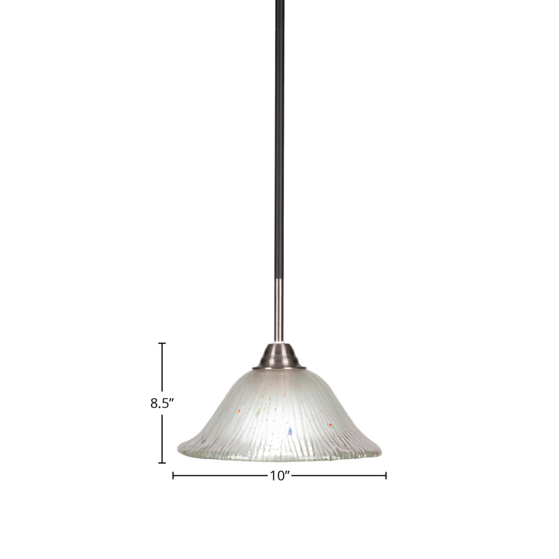 Luminaire suspendu avec tige en verre 10 po Achen Paramount, Cristal givré, Noir mat