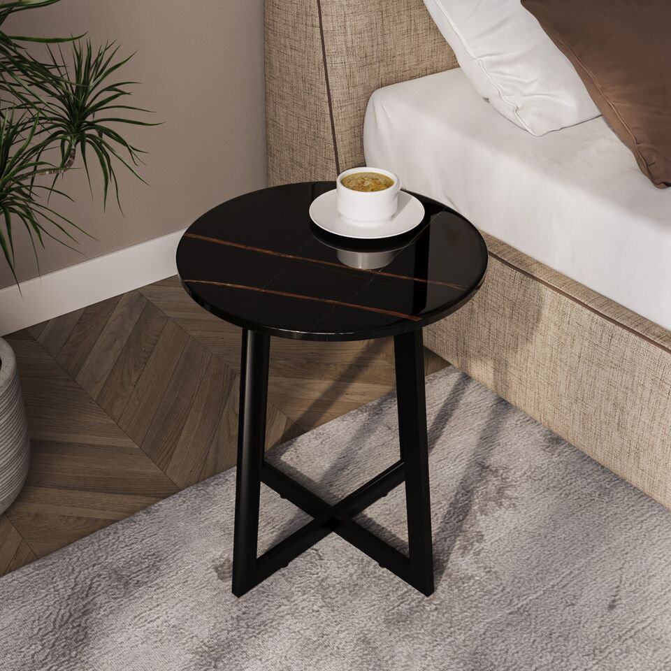 Ajana Solid Wood Cross Legs End Table