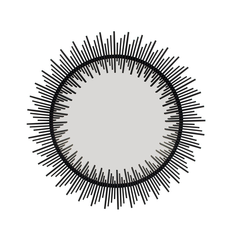 Pierre Sunburst Metal Mirror, Matte Black