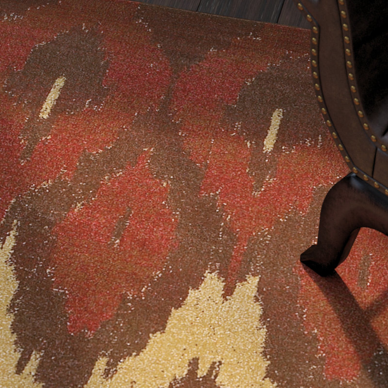 Tapis marron à motif ikat Doughton, Rectangle 9 pi 9 po x 13 pi
