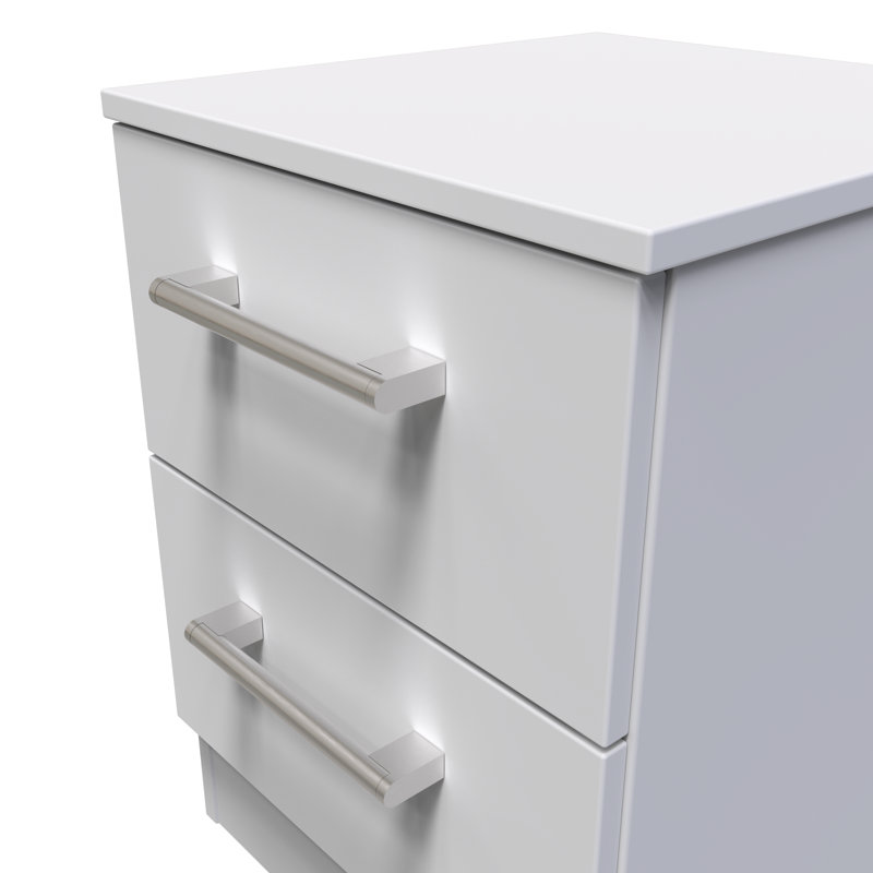 Fully Assembled Lebling 2 DrawerÂ Bedside Table, Grey