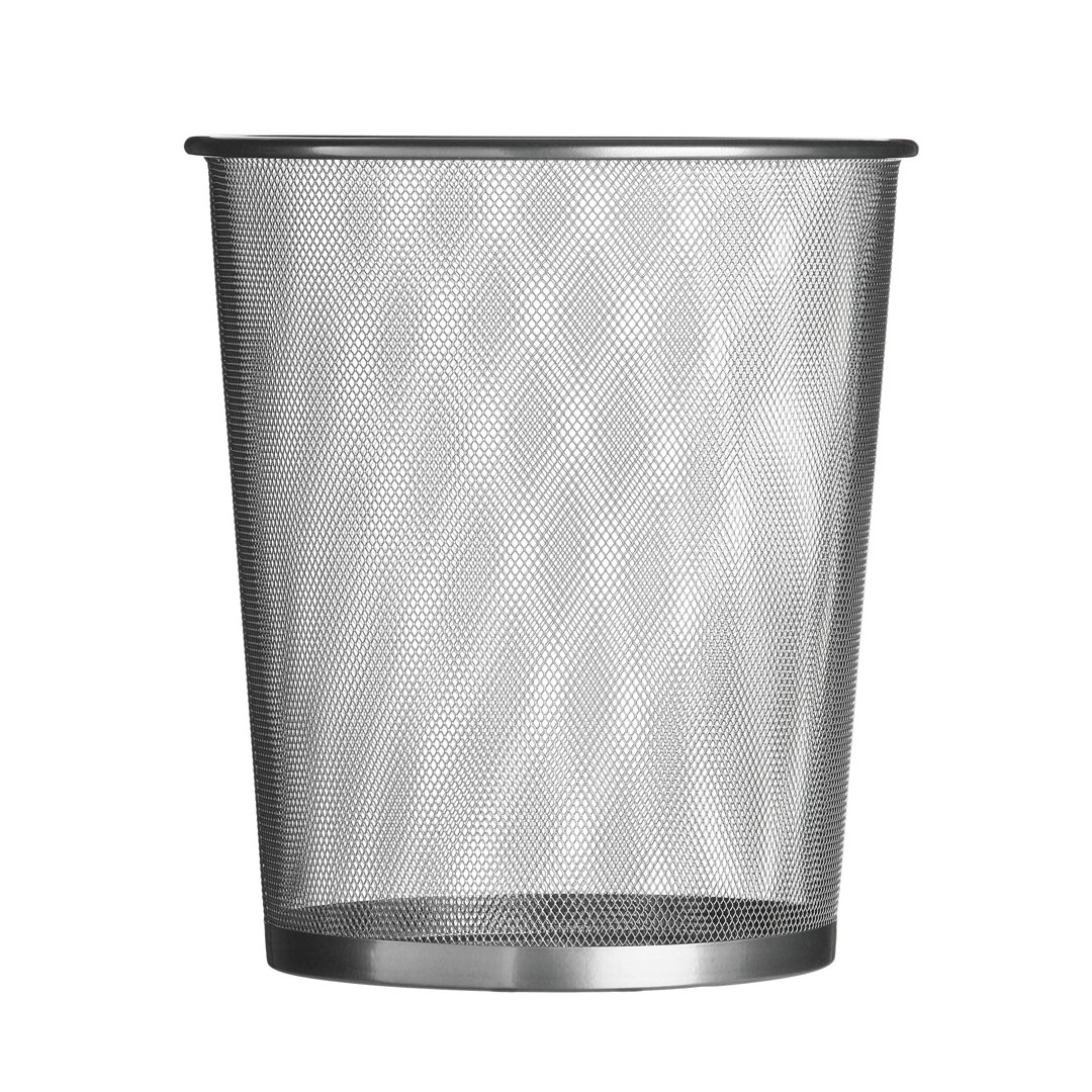 Wire Mesh Wastepaper Basket in Matt Silver