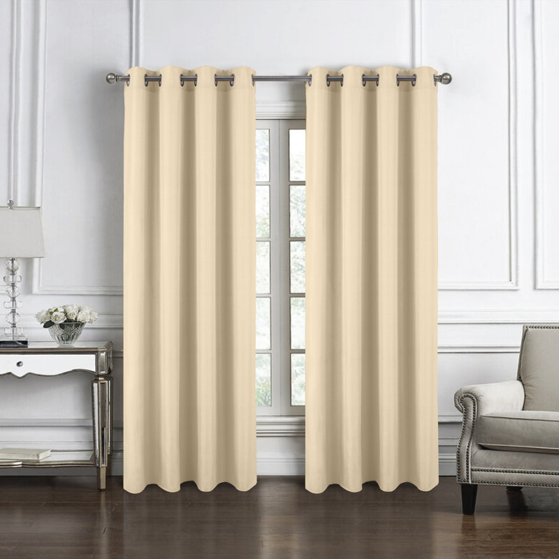 Panneau à œillets en jacquard Hidehiko 84 po, Beige