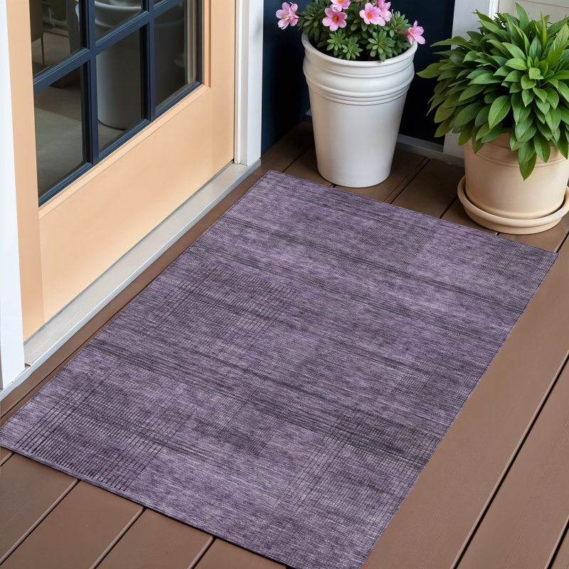 3' X 5' Gray Striped Washable Indoor Outdoor Area Rug