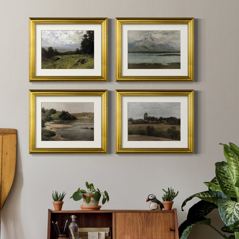 «Vintage Landscape CI», ensemble de 4 reproductions encadrées