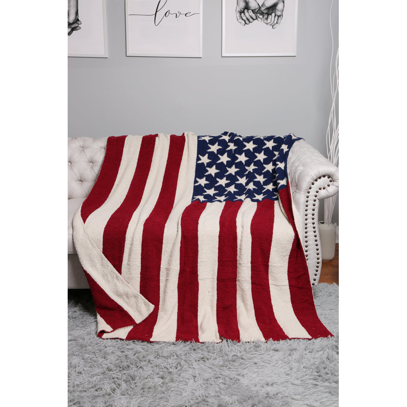 Jeté de luxe à motif de drapeau américain - Rouge / bleu marine