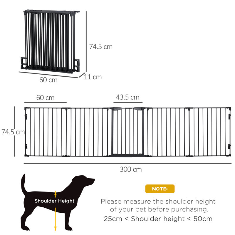 Free Standing Pet Gate With Door, 300cm W